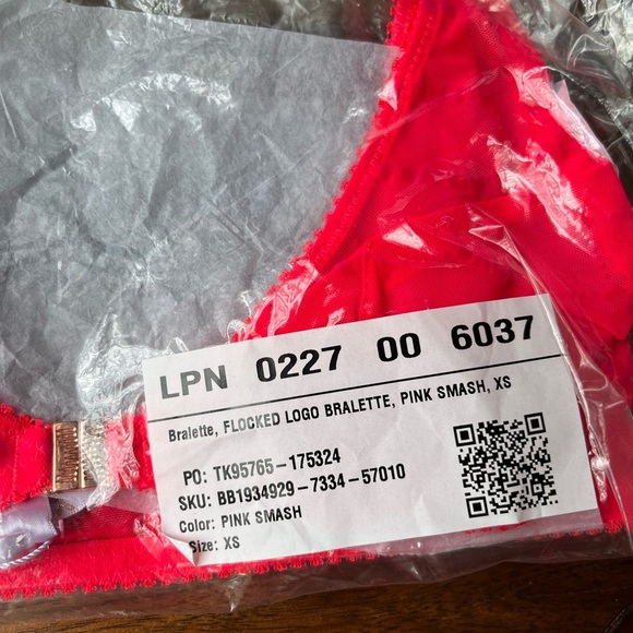 Savage X Fenty Pink Flash Flocked Logo Bralette & Brazilian Panty Set - Picture 7 of 16